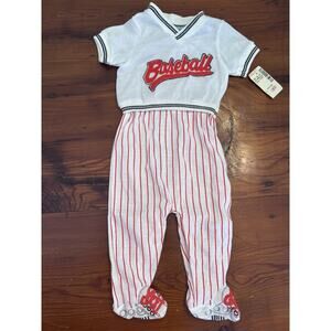 Vintage Little Me Baby Baseball Footed One Piece Outfit Size 6 Months NWT